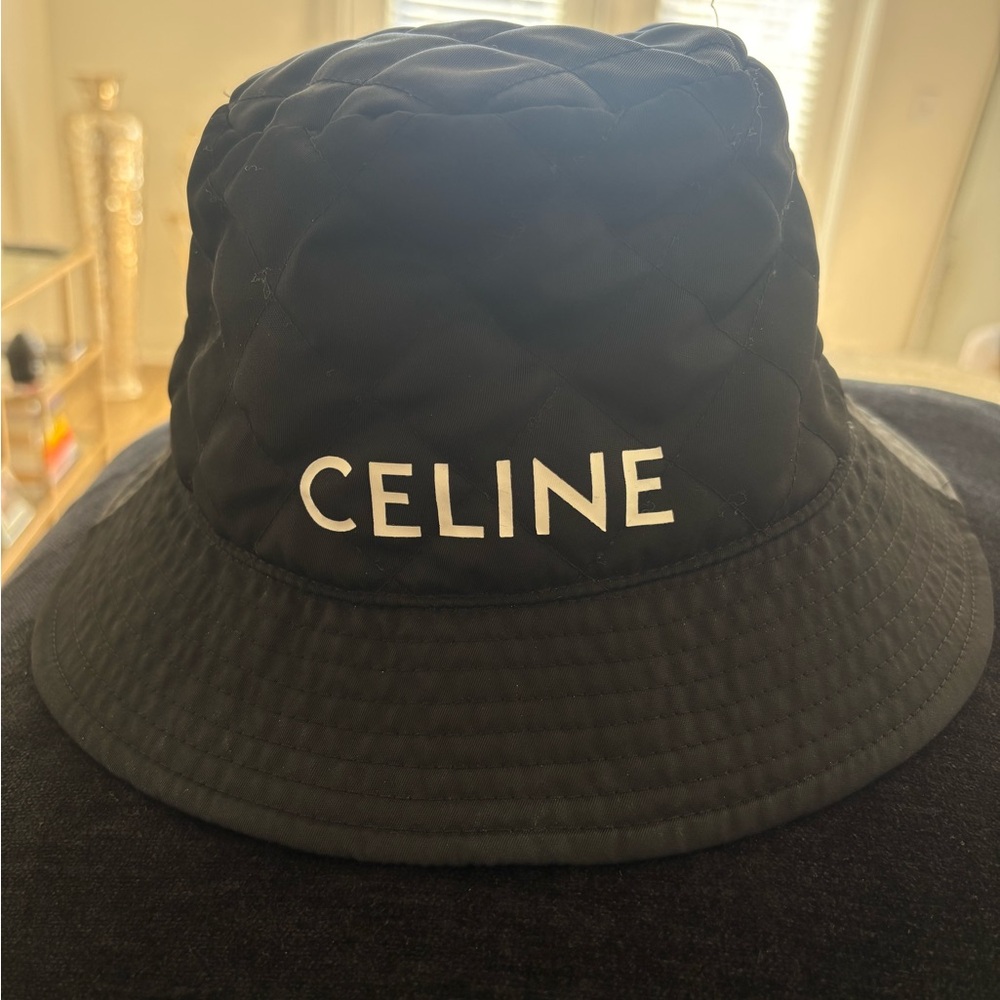 Celine Quilted Black Bucket Hat
